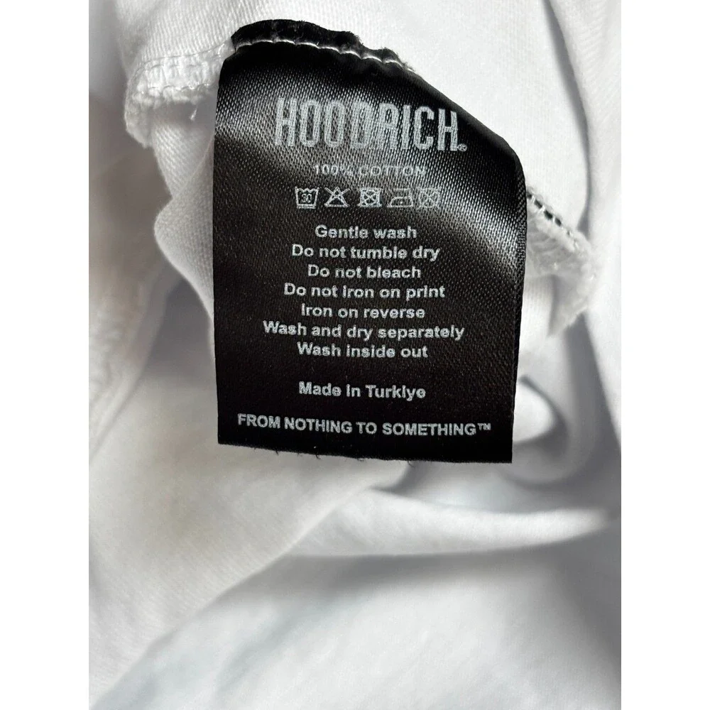 Hoodrich Iron Large T-Shirt White Rhinestone Embroidered Graphic Men’s
